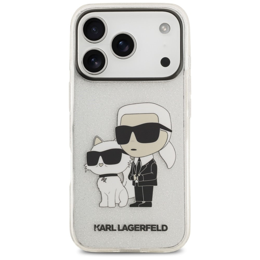 Hülle für Apple iPhone 18 Pro Max / 17 Pro Max, Karl Lagerfeld, IML Glitter Karl and Choupette NFT, transparent