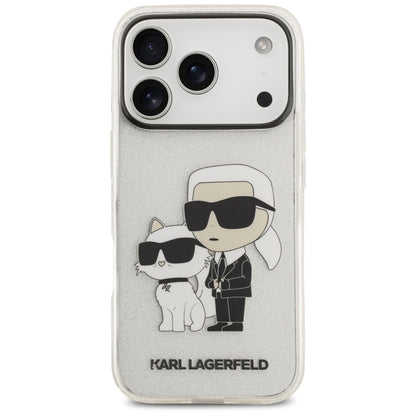 Hülle für Apple iPhone 18 Pro Max / 17 Pro Max, Karl Lagerfeld, IML Glitter Karl and Choupette NFT, transparent