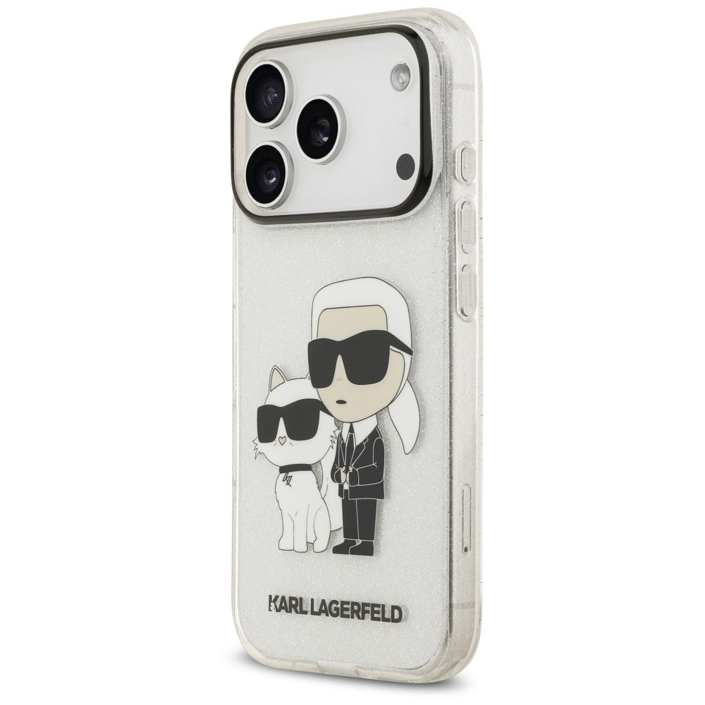 Hülle für Apple iPhone 18 Pro Max / 17 Pro Max, Karl Lagerfeld, IML Glitter Karl and Choupette NFT, transparent