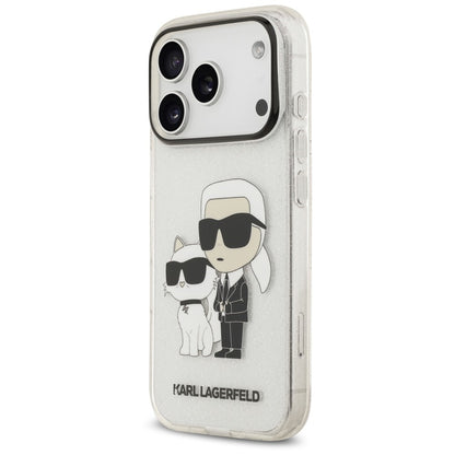 Hülle für Apple iPhone 18 Pro Max / 17 Pro Max, Karl Lagerfeld, IML Glitter Karl and Choupette NFT, transparent