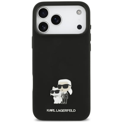 Hülle für Apple iPhone 18 Pro Max / 17 Pro Max, Karl Lagerfeld, Karl & Choupette Metal Pin, Schwarz