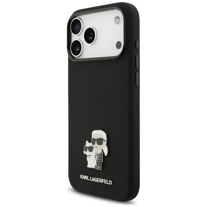 Hülle für Apple iPhone 18 Pro Max / 17 Pro Max, Karl Lagerfeld, Karl & Choupette Metal Pin, Schwarz
