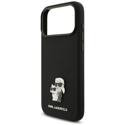 Hülle für Apple iPhone 18 Pro Max / 17 Pro Max, Karl Lagerfeld, Karl & Choupette Metal Pin, Schwarz