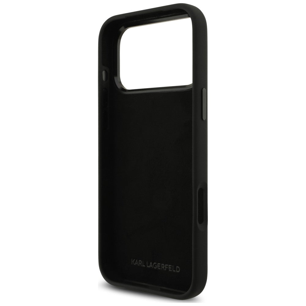 Hülle für Apple iPhone 18 Pro Max / 17 Pro Max, Karl Lagerfeld, Karl & Choupette Metal Pin, Schwarz