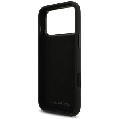 Hülle für Apple iPhone 18 Pro Max / 17 Pro Max, Karl Lagerfeld, Karl & Choupette Metal Pin, Schwarz