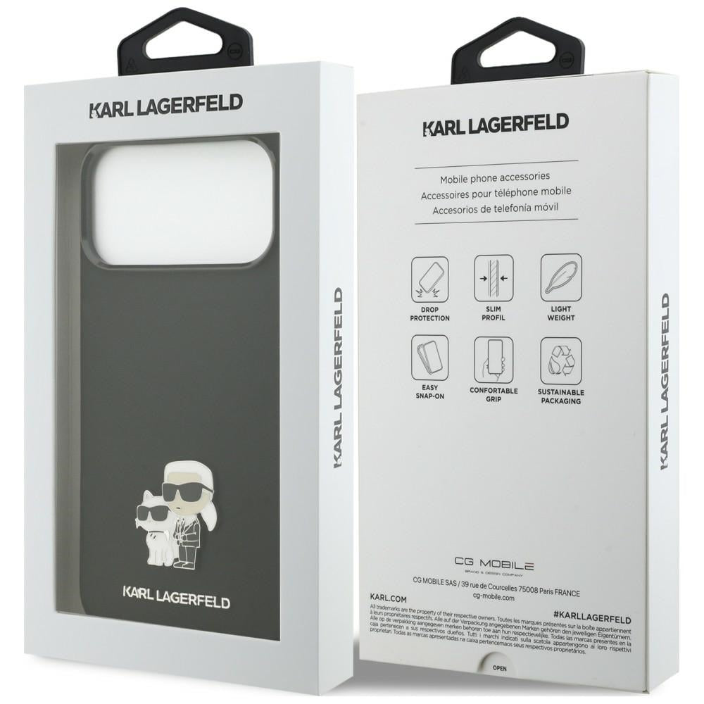 Hülle für Apple iPhone 18 Pro Max / 17 Pro Max, Karl Lagerfeld, Karl & Choupette Metal Pin, Schwarz