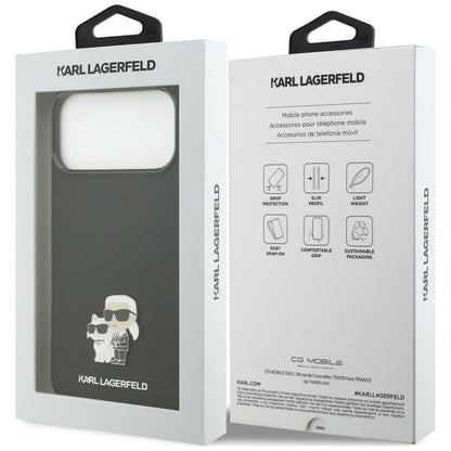 Hülle für Apple iPhone 18 Pro Max / 17 Pro Max, Karl Lagerfeld, Karl & Choupette Metal Pin, Schwarz