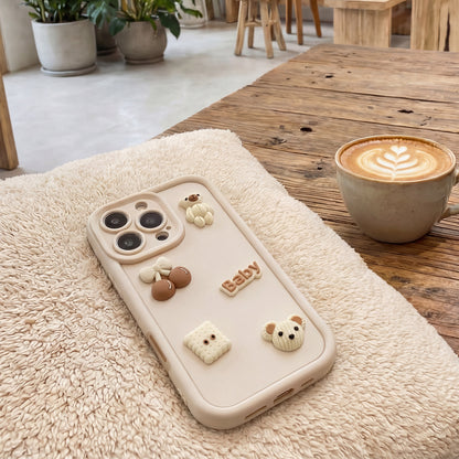 Hülle für Apple iPhone 13, OEM, Ultra Trendy 3D Bear, Beige