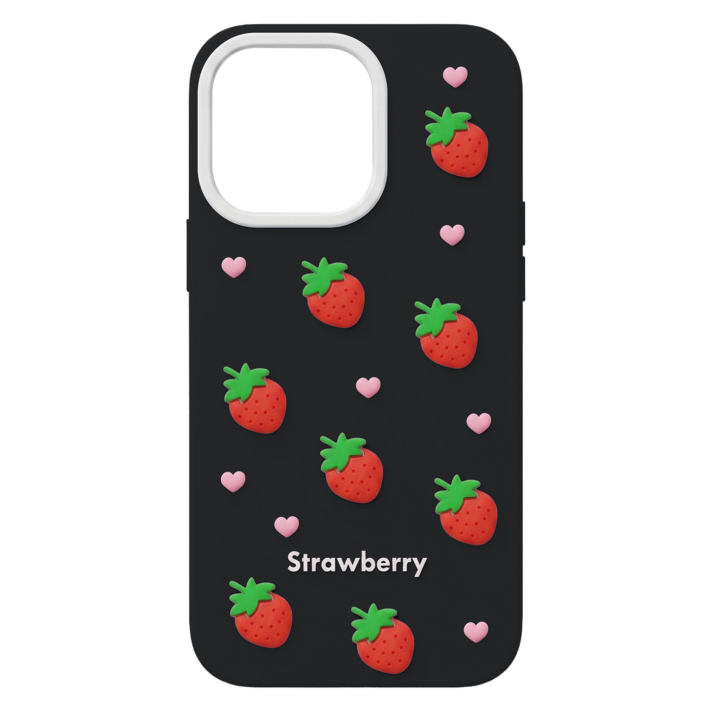 Hülle für Apple iPhone 12 / 12 Pro, OEM, Strawberry, Schwarz