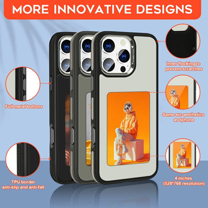 Hülle für Apple iPhone 15 Pro, OEM, individuell gestaltetes E-Ink-Display (4 Zoll), Schwarz