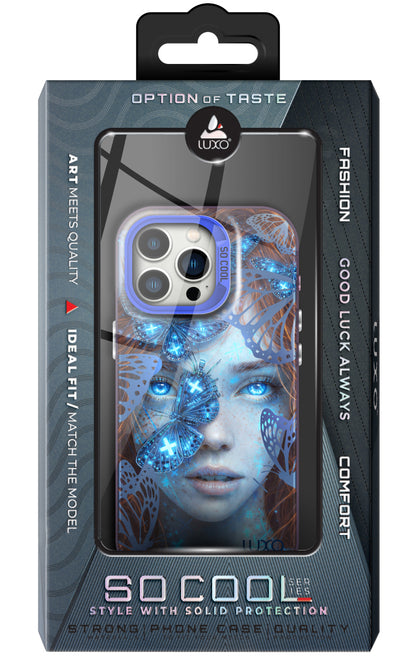 Hülle für Apple iPhone 14 Pro, LUXO So CooL, ArcadiA Butterfly Girl, Mehrfarbig