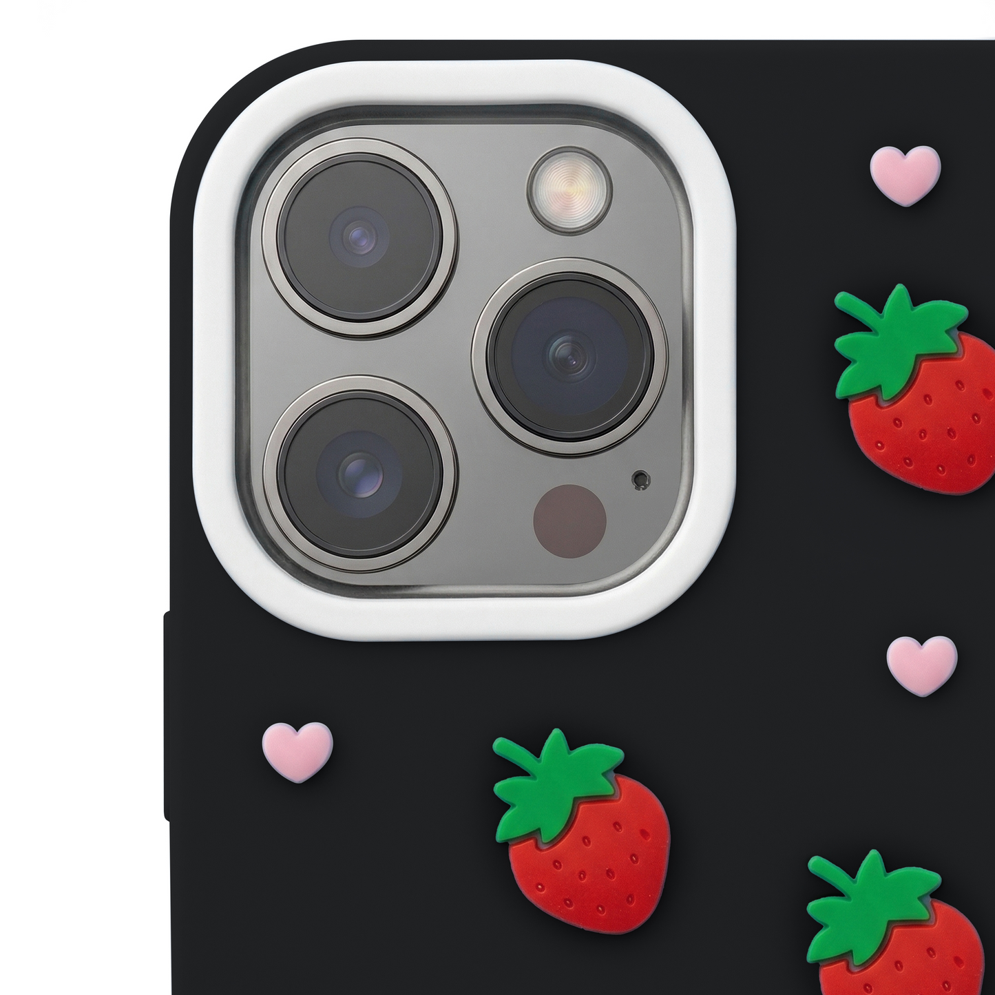 Hülle für Apple iPhone 15 Pro / 14 Pro, OEM, Strawberry, Schwarz