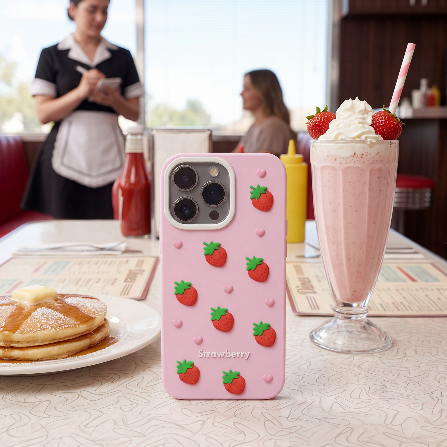 Hülle für Apple iPhone 15 Pro / 14 Pro, OEM, Strawberry, Rosa