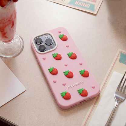 Hülle für Apple iPhone 15 Pro / 14 Pro, OEM, Strawberry, Rosa