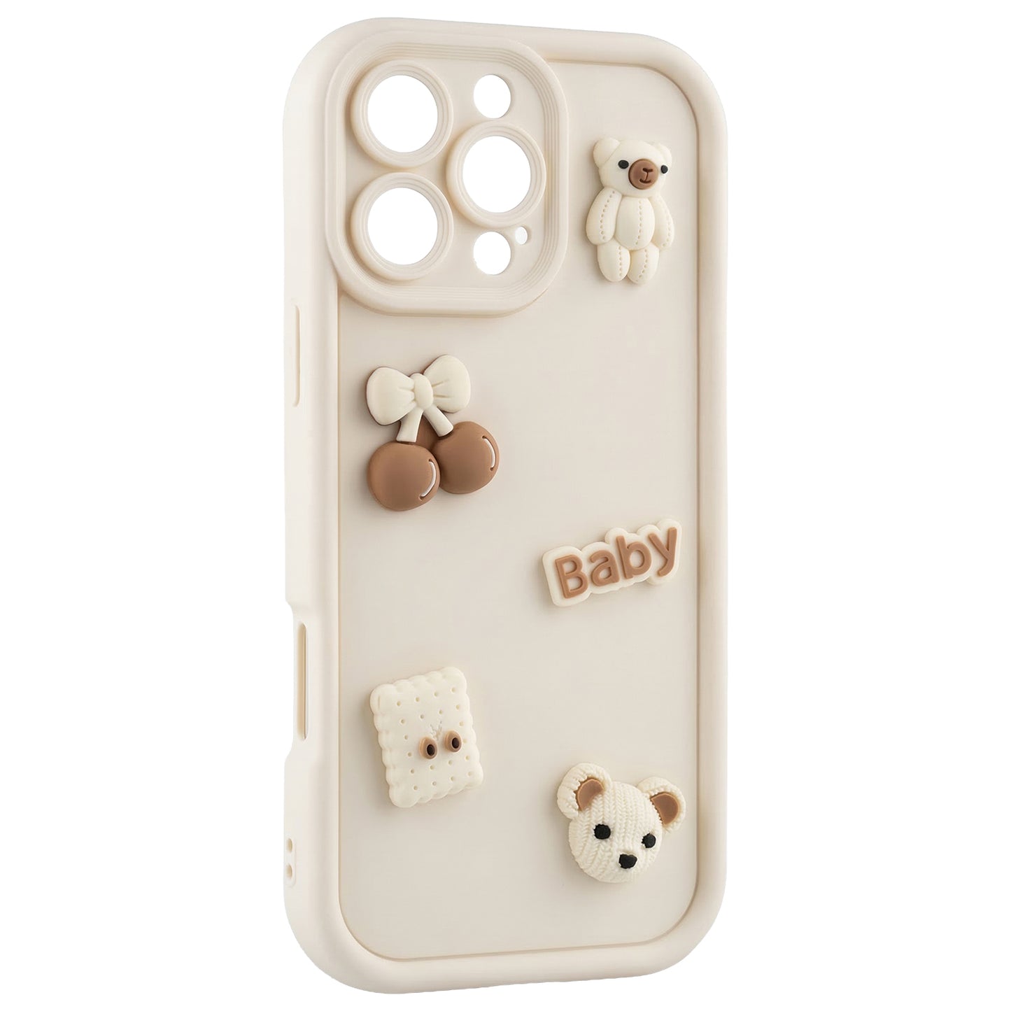 Hülle für Apple iPhone 12, OEM, Ultra Trendy 3D Bear, Beige