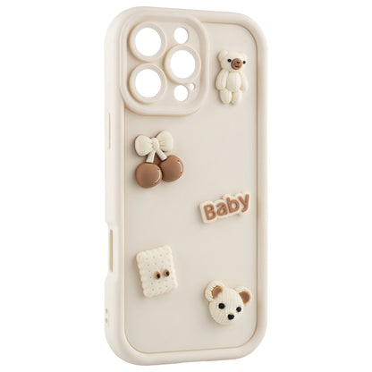 Case for Apple iPhone 16, OEM, Ultra Trendy 3D Bear, Beige