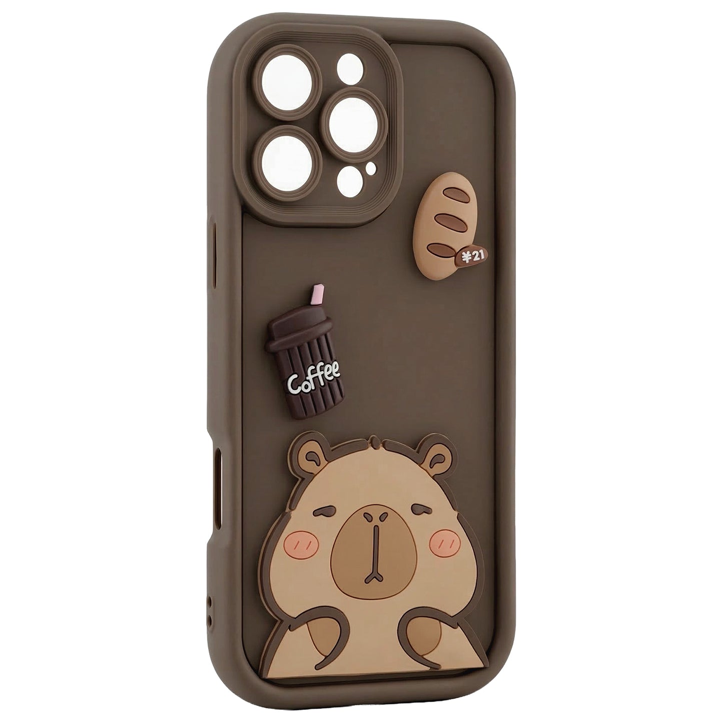 Hülle für Apple iPhone 15 Pro, OEM, Ultra Trendy 3D Capybara, Braun