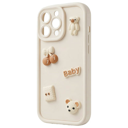 Hülle für Apple iPhone 14, OEM, Ultra Trendy 3D Bär, Beige