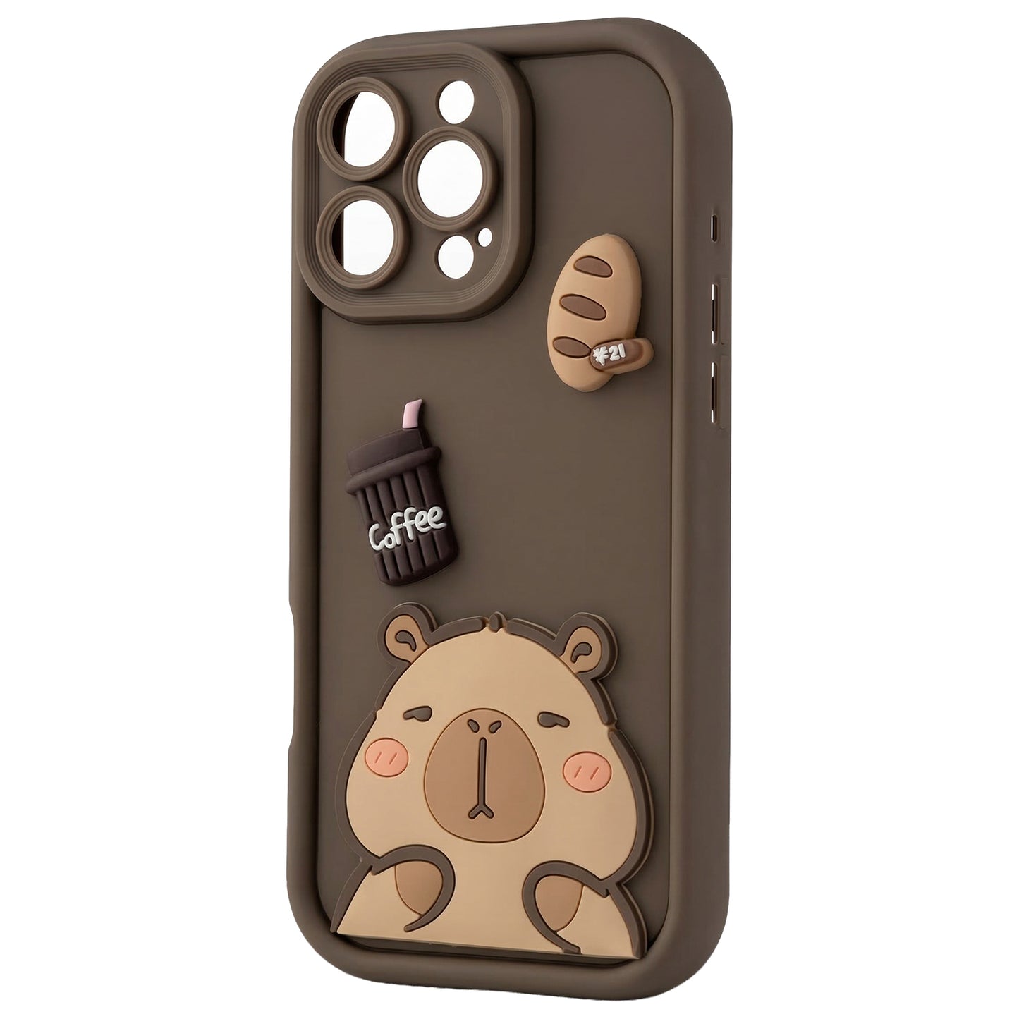 Hülle für Apple iPhone 15 Pro, OEM, Ultra Trendy 3D Capybara, Braun