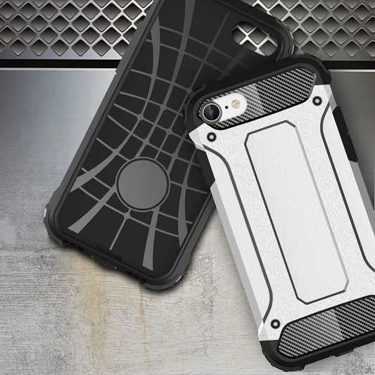 Hülle für Apple iPhone SE (2022) / SE (2020) / 8 / 7, Techsuit, Hybrid Armor, Schwarz