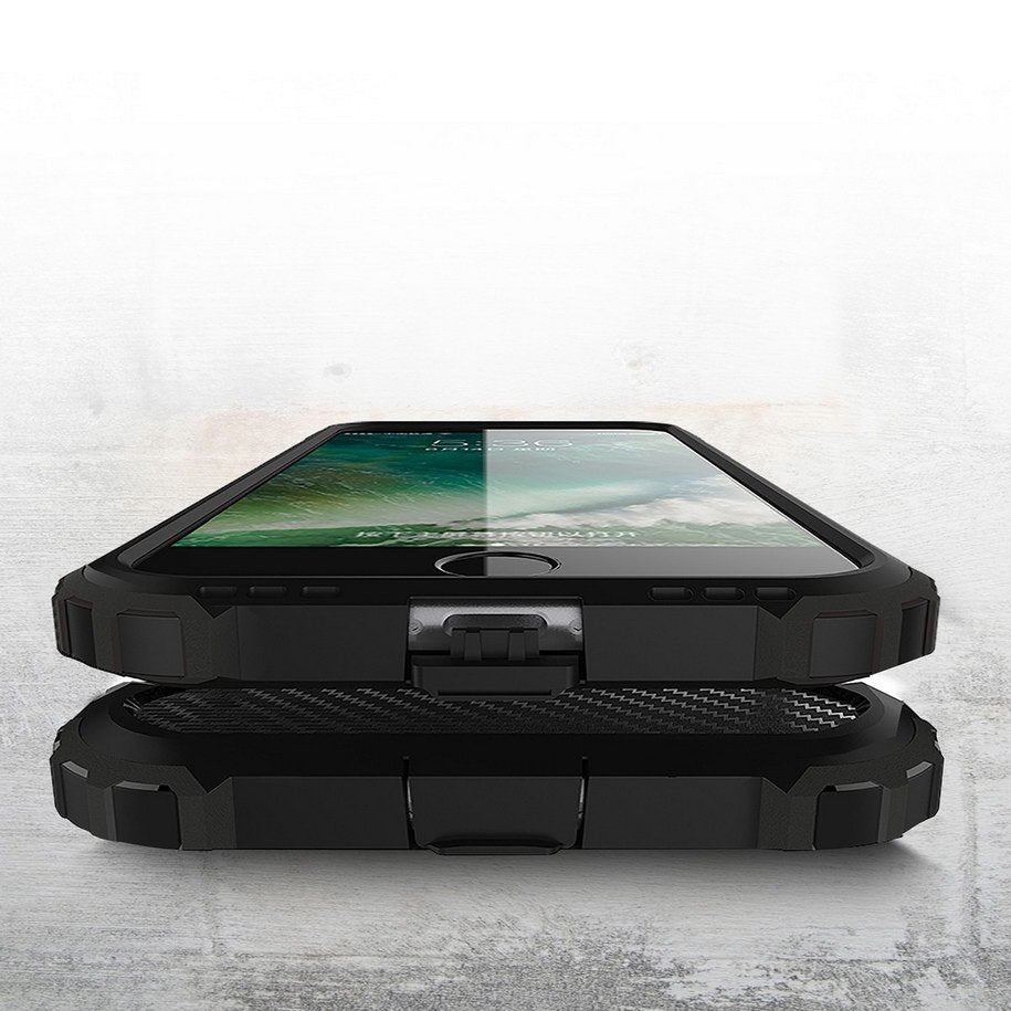 Hülle für Apple iPhone SE (2022) / SE (2020) / 8 / 7, Techsuit, Hybrid Armor, Schwarz