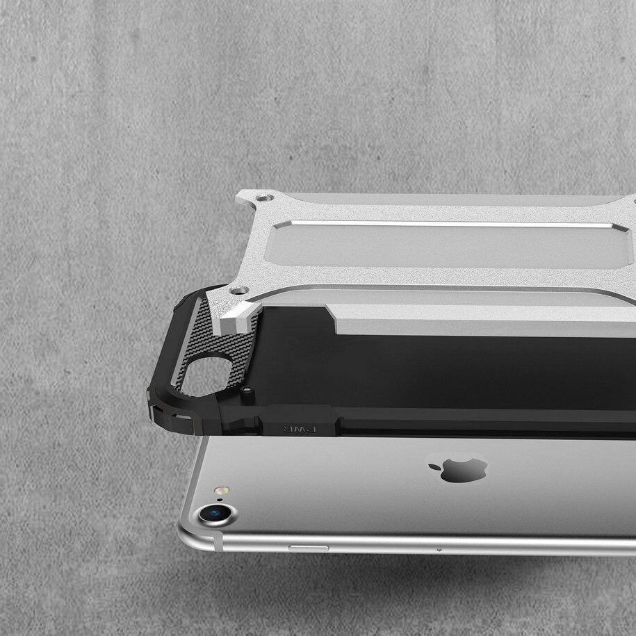 Hülle für Apple iPhone SE (2022) / SE (2020) / 8 / 7, Techsuit, Hybrid Armor, Schwarz
