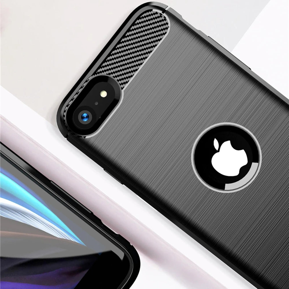 Hülle für Apple iPhone SE (2022) / SE (2020), Techsuit, Carbon, Schwarz