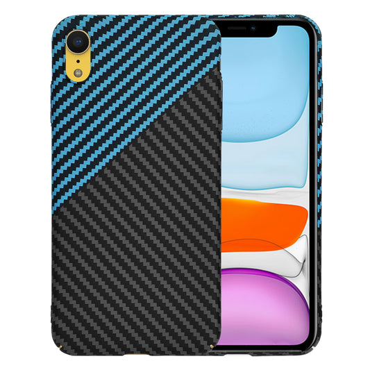Hülle für Apple iPhone XR, Techsuit, Carbonite FiberShell, Schwarz Blau
