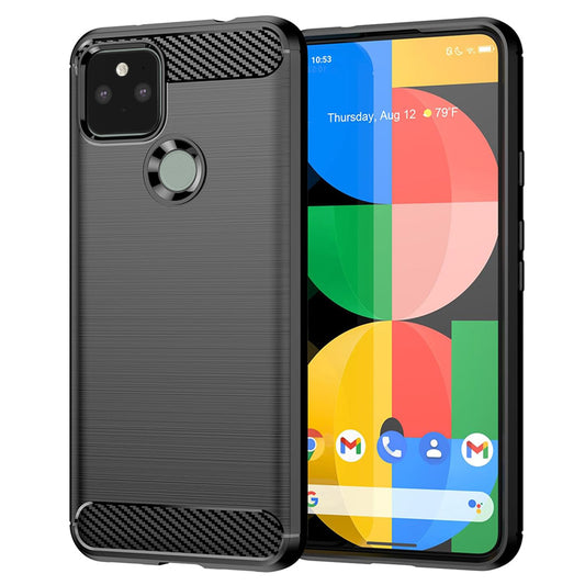Hülle für Google Pixel 5, Techsuit, Carbon, Schwarz