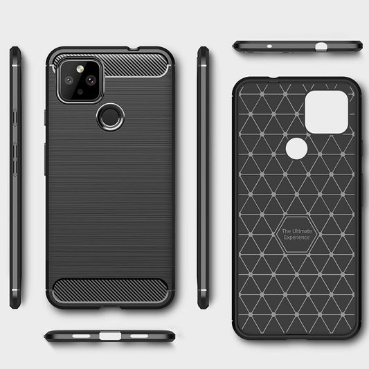 Hülle für Google Pixel 5, Techsuit, Carbon, Schwarz