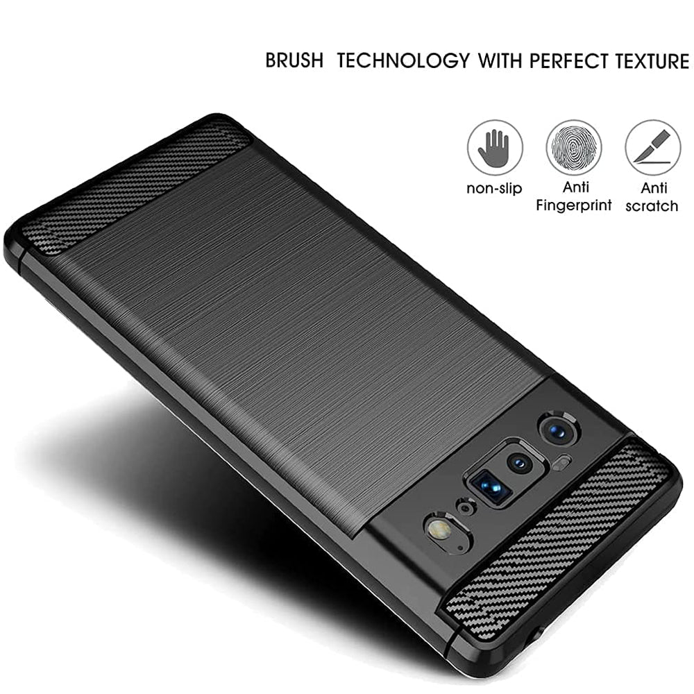 Hülle für Google Pixel 6 Pro, Techsuit, Carbon, Schwarz