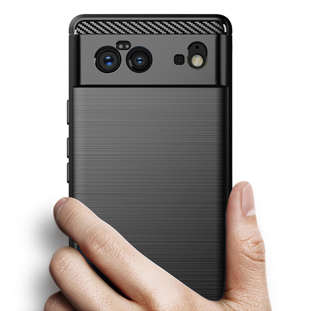 Hülle für Google Pixel 6, Techsuit, Carbon, Schwarz