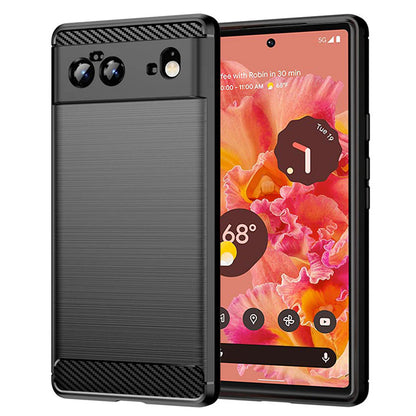 Hülle für Google Pixel 6, Techsuit, Carbon, Schwarz
