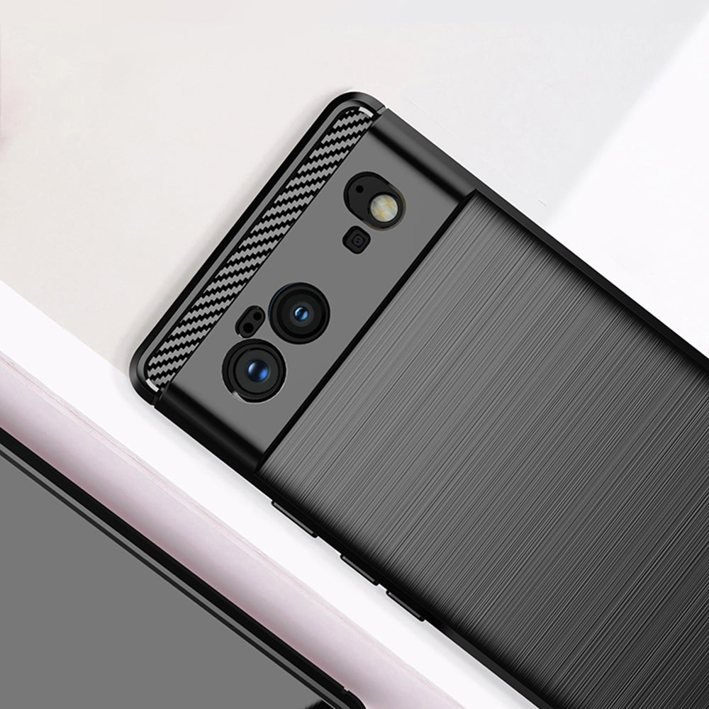 Hülle für Google Pixel 6, Techsuit, Carbon, Schwarz