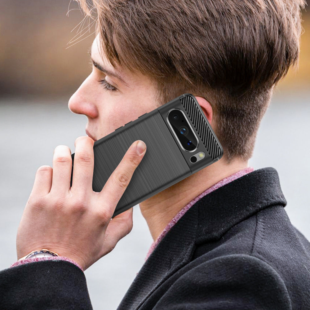 Hülle für Google Pixel 8 Pro, Techsuit, Carbon, Schwarz