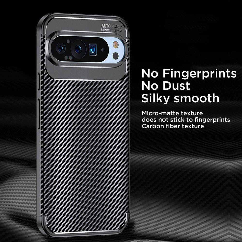 Hülle für Google Pixel 9 Pro, Techsuit, CarbonFiber, Schwarz