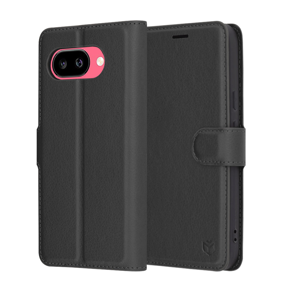 Hülle für Google Pixel 9a, Techsuit, Leather Folio, Schwarz