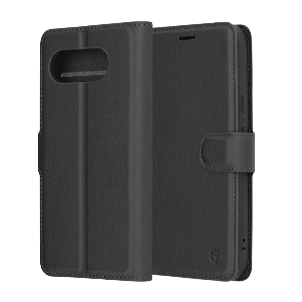 Hülle für Google Pixel 9a, Techsuit, Leather Folio, Schwarz