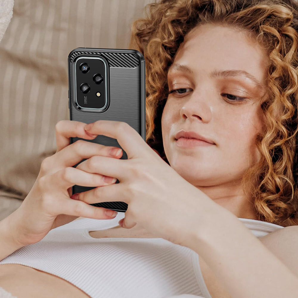 Hülle für Honor 200 Lite, Techsuit, Carbon, Schwarz