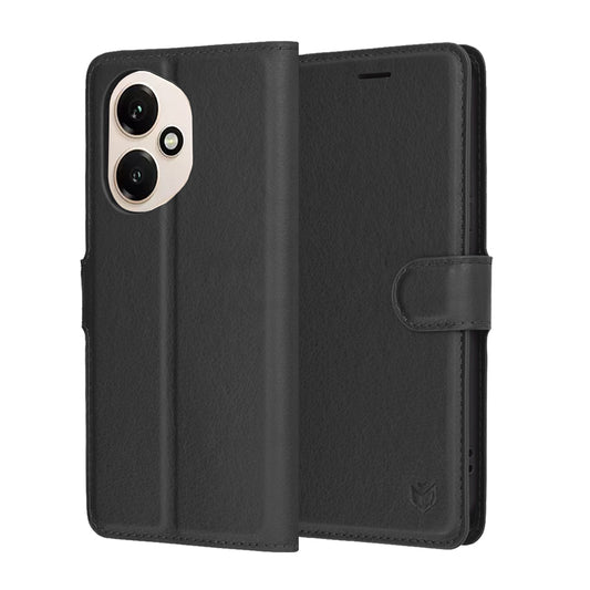Hülle für Honor 400, Techsuit, Leder-Folio, Schwarz