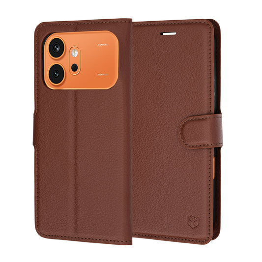 Hülle für Honor 600 Pro / 600, Techsuit, Leder-Folio, Braun