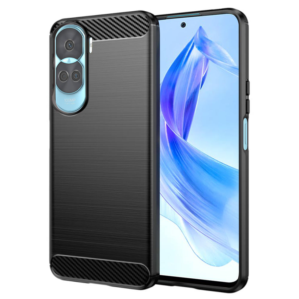 Hülle für Honor 90 Lite, Techsuit, Carbon, Schwarz