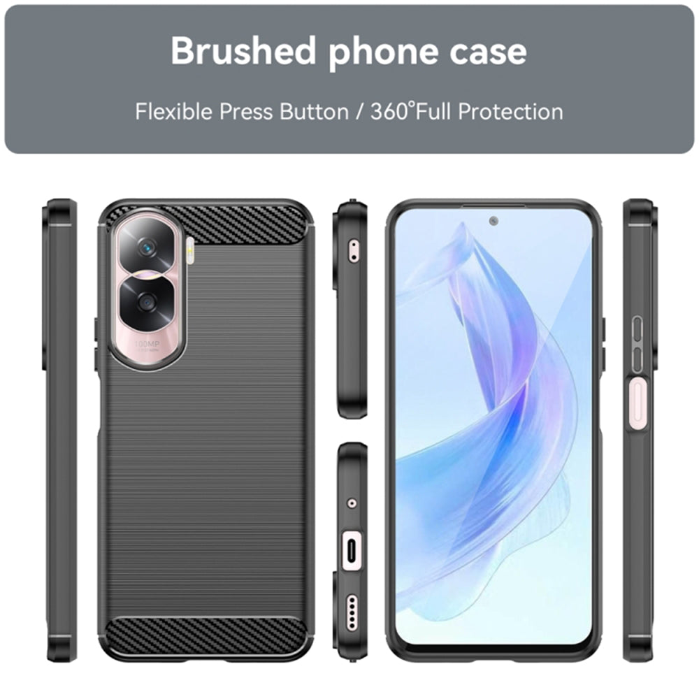Hülle für Honor 90 Lite, Techsuit, Carbon, Schwarz