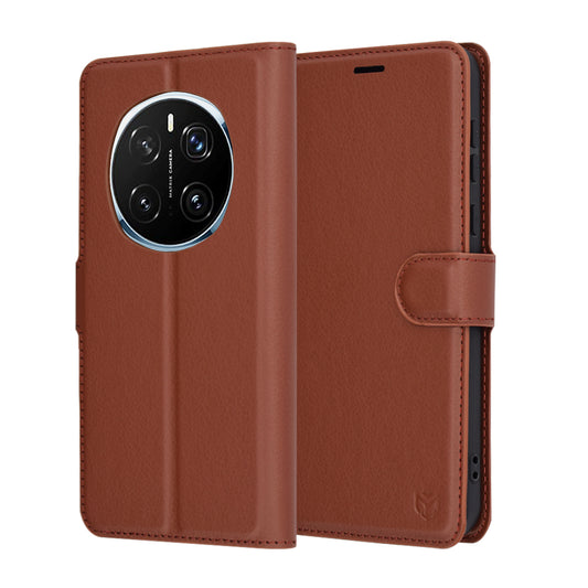 Hülle für Honor Magic7 Pro, Techsuit, Leder-Folio, Braun