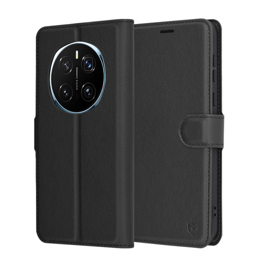 Hülle für Honor Magic7 Pro, Techsuit, Leder-Folio, Schwarz