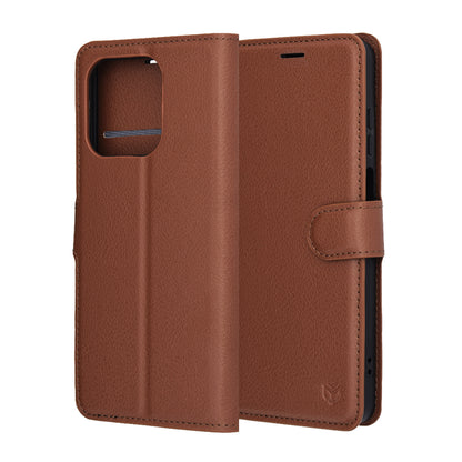 Case for Honor X5c Plus, Techsuit, Leather Folio, Brown
