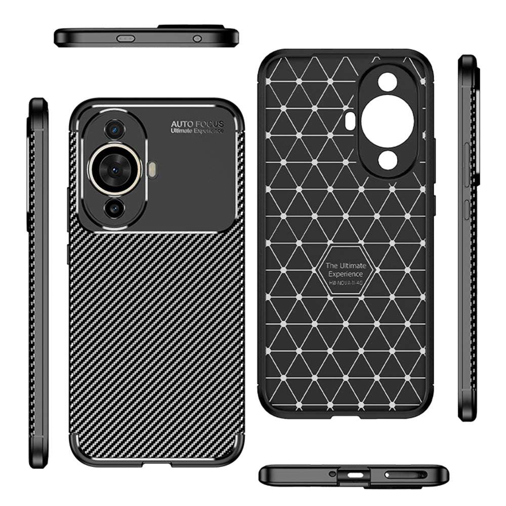 Hülle für Huawei nova 12s / nova 11, Techsuit, CarbonFiber, Schwarz