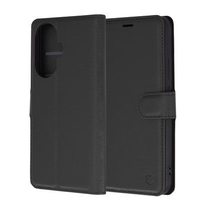 Hülle für Huawei nova 12s / nova 11, Techsuit, Leder-Folio, Schwarz