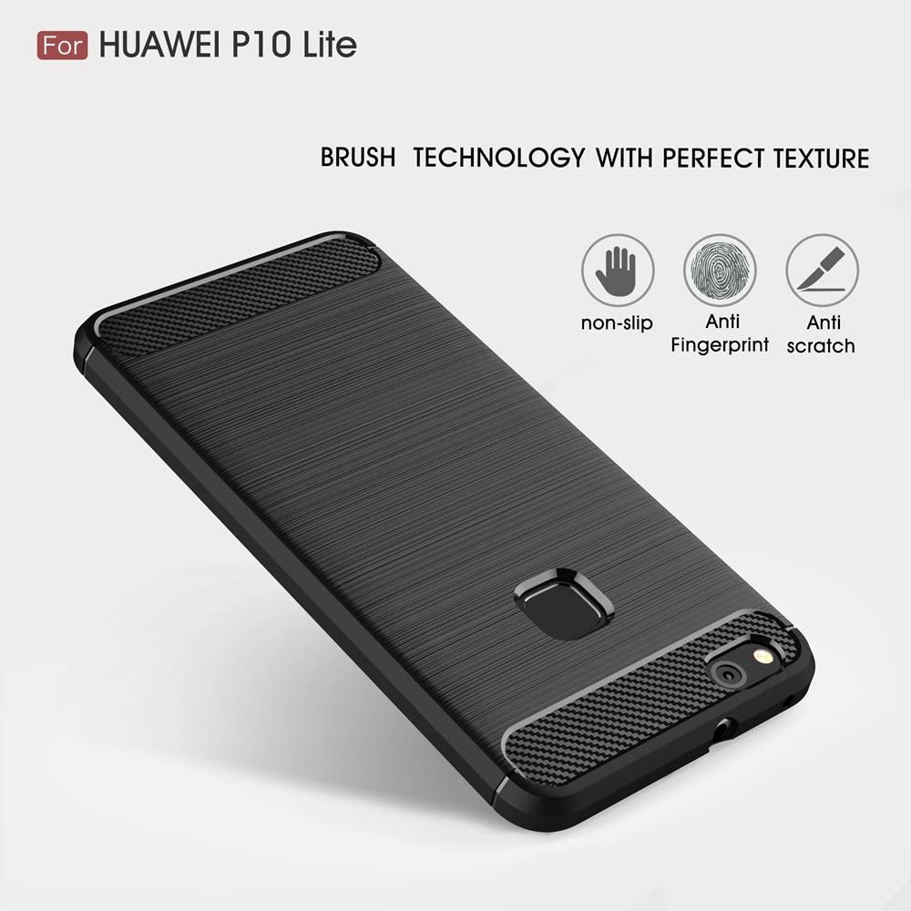 Hülle für Huawei P10 Lite, Techsuit, Carbon, Schwarz