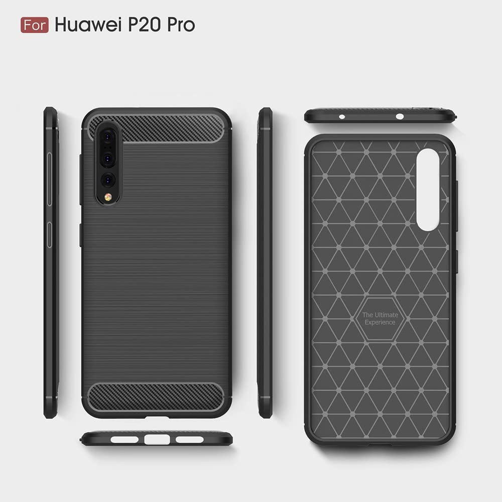 Hülle für Huawei P20 Pro, Techsuit, Carbon, Schwarz